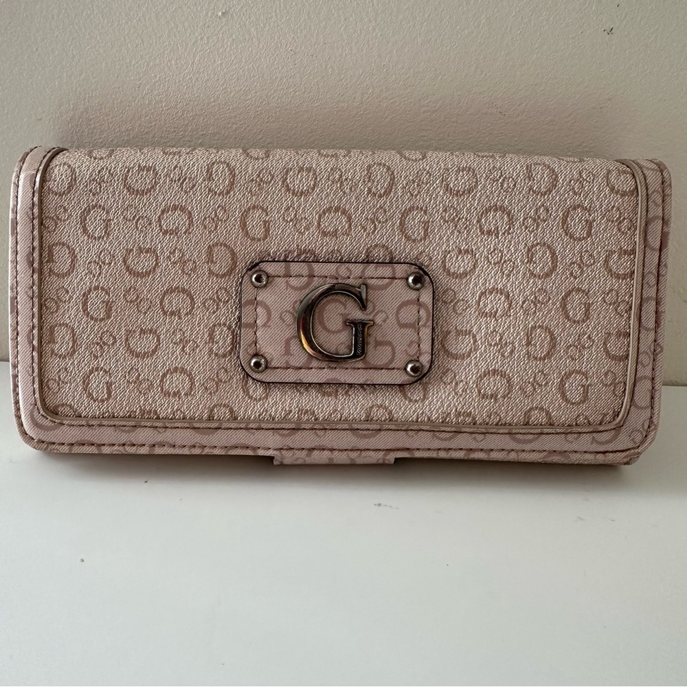 Guess pink trifold wallet